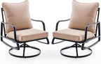 Soohow Patio Furniture Set of 2, Outdoor Swivel and Rocking Patio Chairs with 4" Thick Cushions, Bistro Set for Porch, Balcony, and Backyard