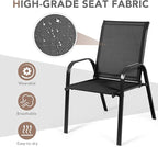 Tangkula 4 Piece Patio Dining Chairs, Outdoor Bistro Chairs W/Curved Armrests, Easy-to-Dry Fabric, Reinforced Steel Frame, Wide & Comfortable Camping Chairs for Garden, Poolside, Backyard (2, Black)