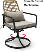 7-Piece Patio Dining Set, 63" Rectangular Table with 4 Stackable and 2 Swivel Rattan Chairs, Gray Cushions
