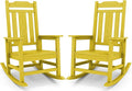 SERWALL Outdoor Rocking Chair Set of 2, Patio Rocking Chairs Set, HDPE Rocking Chair Outdoor for Adults, Heavy Duty Front Porch Rocker, Yellow