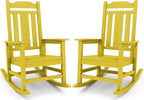 SERWALL Outdoor Rocking Chair Set of 2, Patio Rocking Chairs Set, HDPE Rocking Chair Outdoor for Adults, Heavy Duty Front Porch Rocker, Yellow