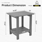Outdoor Side Table, Weather Resistant Double Small Adirondack Side Table, Outdoor Indoor End Table for Chair, 17" Patio Table for Pool, Deck and Porch, Black (Item2, Grey)