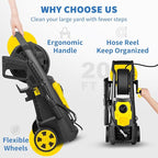 VEVOR Electric Pressure Washer, 2000 PSI, Max 1.65 GPM Power Washer w/ 30 ft Hose & Reel, 5 Quick Connect Nozzles, Foam Cannon, Portable to Clean Patios, Cars, Fences, Driveways, ETL Listed