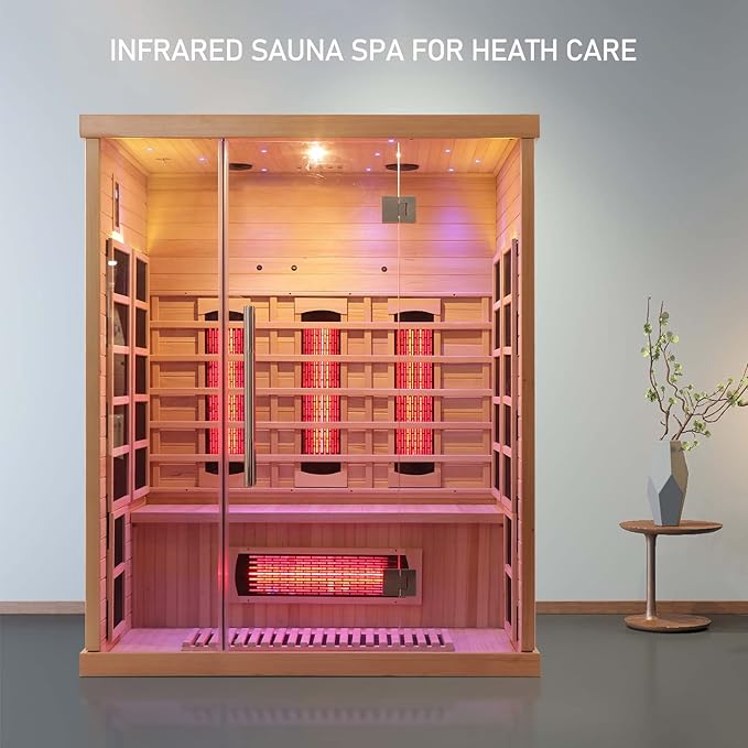 Full Far Infrared Carbon Fiber Glass Red Light Heater Tube, Infrared Sauna Heater Tube Sauna Accessories, 220V Heater, Infrared Suana Heating Element Tube for Wooden Indoor/Outdoor Sauna