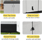 ZZM 37 Cu.ft Outdoor Storage Cabinet with One Tool Kit, Horizontal Storage Shed for Garage, Bike, Garbage Cans, Garden Accessories