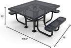 COATEDOUTDOORFURNITURE Heavy-Duty Portable ADA-Compliant Outdoor Picnic Table with Umbrella Hole, Punched Steel Patio Dining Furniture Made in America (46" Square Top, Dark Blue)