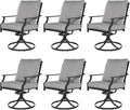 Grand patio Dining Chairs Set of 6，Outdoor Swivel Patio Dining Chairs Set of 6，Swivel Rocker Dining Chair，Outdoor Dining Chairs with Grey Cushions, Patio Chairs for Outside, Garden Lawn Porch