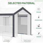 Outsunny 10' x 7' x 7' Greenhouse, Walk-in Outdoor Tunnel Green House with PE Cover, Steel Frame, 2 Roll-Up Zipper Doors & 4 Windows for Flowers, Vegetables, Tropical Plants, White