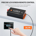 2000W Pure Sine Wave Power Inverter 12V DC to 110V AC Converter Peak Power 4000W for RV Truck Off-Grid Solar Car Inverter with 3 AC Outlets, 2 USB & 1 Type-C Ports, Cables Included, Remote Controller
