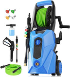 Electric Pressure Washer 5000 PSI,2.8 GPM Power Washer with Foam Cannon,Portable Cleaner with 33ft Hose Reel,4 Nozzle Tips,and Soap Bottle for Cars/Home/Driveways/Patios/Decks/Fences