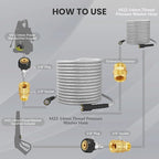 Giraffe Tools Pressure Washer Hose 100FT X 1/4", 3200 PSI Pressure Washing Hose, Kink Resistant, Heavy Duty Power Washer Hose, M22 to 3/8" Quick Connect Couplers for Replacement, 7 Accessories
