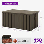 PURPLE LEAF Outdoor Deck Box 150 Gallon Waterproof Lockable Storage Box Container with Lid Deck Organization for Patio Cushions Side Table Pool Accessories Garden Tools, Brown