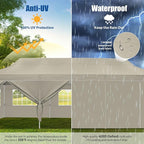 HOTEEL 10x30 Pop up Canopy Tent for Parties, Heavy Duty Easy Setup Tent with 8 Sidewalls, Outdoor Commercial Instant Gazebo for Wedding Event, with Portable Bag & Sand Bags, Khaki(Hexagonal Frame)