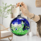 Kesywale 7 x 6 Inch Garden Hanging Gazing Ball Decorative Witch Ball Indoor Outdoor Ornament Home Décor (6", Blue-Green)