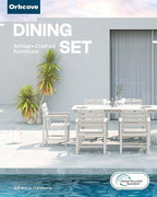 Patio Table and Chairs Set with Umbrella Hole, HDPE Patio Dining Set for 4, Outdoor Dining Set for Lawn, Patio, Porch, Deck, Poolside, Yard (White, 5-Piece)