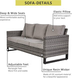 HUMMUH 7 Piece Patio Furniture Set Outdoor Sectional Sofa,High Back Patio Swivel Rocker Chairs with Ottomans Coffee Table for Porch,Garden,Backyard