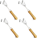 Garden Guru Eco Hand Cultivator Rake Tiller Tool- 100% Recycled Stainless Steel - Rust Resistant - FSC Certified Wood Ergonomic Handle - Great for Gardening Cultivating Loosening Weeding (4 Pack)