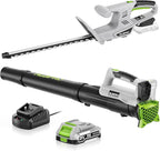 Cordless Leaf Blower and Hedge Trimmer Combo 21V Ultra-Lightweight 3lbs 400CFM/130MPH Blower, 18" Blade & 5/8'' Cutting Bush Trimmer with 2.0Ah Battery and Fast Charger, Ideal for Homeowners & Seniors