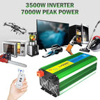 LVYUAN 3500W Pure Sine Wave Inverter DC 24V to AC 110V/120V Car Inverter with 4 AC Outlets USB Port for Camping/Truck/RV/Solar System/Travel Camping