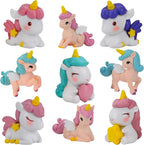 Mood Lab Miniature Unicorn Figurines Set - Funny Mini Statue Kit of 9 pcs - Unicorn Fairy Garden Accessories