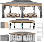 COBIZI Gazebo 12x20 Heavy Duty Gazebos with Improved Nettings Outdoor Gazebo Canopy Double Roof Patio Gazebos with Metal Steel Frame for Patio, Deck, Backyard (Gray)