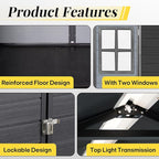 8x4ft Resin Outdoor Storage Shed with Floor and 2 Windows, Plastic Sheds & Outdoor Storage Clearance for GardenTools, Patio Furniture, Bike Accessories and Lawn Mower, Black+Grey