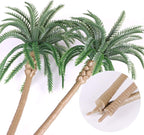 15 Pack Miniature Palm Trees for Diorama Decor - Tropical Coconut Model Trees with Bendable Trunks (4-6.3 Inches) - Cake Toppers, Train Layout Scenery & Architectural Sandbox Decorations