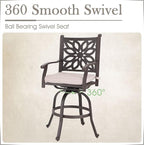 MFSTUDIO 3 PCS Retro Cast Aluminum Patio Bar Set with 2 Swivel Bar Height Stool and 1 Bar Round Table, All Weather Resistant Outdoor Table and Chairs Set