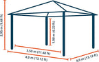 TOOLPORT Hardtop Gazebo 13x13 ft with Aluminum Frame and Approx. 8 mm Polycarbonate Roof - Side Panels in Gray