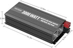 Power Inverter 3000 Watt, Power Converter 3000W DC 12V to 110V AC Car Inverter with 2.4A USB Ports 3 AC Outlets, Black