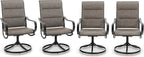 PHI VILLA Swivel Outdoor Chairs Set of 4, All Weather Mesh Fabric Patio Dining Chair with Padded Textilene & E-Coating Metal Frame for Deck Lawn Garden