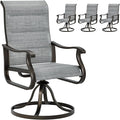 UDPATIO Patio Swivel Dining Chairs Set of 4, Outdoor Swivel Chairs High Back with Padded All Weather Textilene Metal Rocking Frame for Lawn Garden Backyard, Grey White