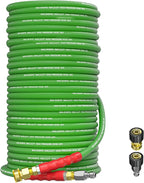 Pressure Washer Hose 200FT 3/8" for Cold and Hot Water 212°F, with Swivel Quick Connect, 4500PSI Kink Resistant Grade Steel Wire Braided, Power Washer Hose With 2pcs M22-14mm Adapter