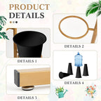 Flower Display Stand with 4 Plastic Buckets, Rotatable Metal Flower Stand Gold Plant Stands 4 Tier Florist Shelf Plant Cart for Patio Garden Living Room Indoor Outdoor Home Decoration (Black)