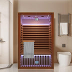 RIGO Sauna Infrared Far Infrared Sauna for Home Sauna 2 Person with Hemlock Wood Dry Sauna for Home Infrared Sauna 2 Person Low EMF Indoor Sauna for Two Person in Home Sauna 1950W with Speakers