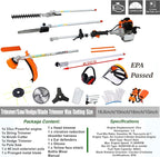 33cc 2-Cycle Gas Multi-Trimmer | 10-in-1 String Trimmer w/Rotatable 40” Pole Saw, Weed Eater Weed Wacker, Brush Cutter & Hedge Trimmer Gas for Lawn, Yard, Garden Care, All-in-one Garden Tool