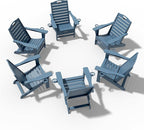 Folding Adirondack Chairs Set of 6,Adirondack Chair with Retractable Ottoman,Plastic Adirondack Chairs with 2 Cup Holder,Weather Resistant Patio Chair,Outdoor Chairs Set of 6(Navy Blue)