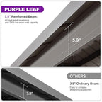 PURPLE LEAF 12' x 14' Outdoor Hardtop Gazebo with 9 Pieces Outdoor Dining Set, Champagne Aluminum Gazebo with Galvanized Steel Double Roof, Curtains and Netting for Patio Lawn and Garden