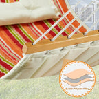 12 FT Double Quilted Fabric Hammock with Spreader Bars and Pillow 450 LBS Weight Capacity 2 Person Hammock for Outdoor Patio Backyard Poolside