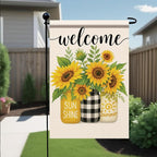 Spring Summer Welcome Garden Flag Sunflower Floral Yard Banner 12x18 Inch Double Sided Outdoor Decoration for Porch Lawn Patio Entryway Rustic Country Farmhouse Seasonal Home