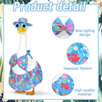 Summer Goose Outfit Porch Goose Outfits Bikini Goose Clothes Hawaiian Porch Goose Clothes for 23" Cement Plastic Goose Outdoor Garden Yard Patio Decor (Blue)