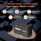 LiTime 1000W Pure Sine Wave Inverter 12V DC to 120V AC Converter for Home, RV, Truck, Camping, Built-in 2 AC Outlets, Off-Grid Solar Power Inverter with LCD Display Showing Real-time Status