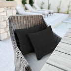 idee-home Outdoor Pillows with Inserts Included, Patio Outside Square Pillows Waterproof Set of 2, 18 x 18 inch Black