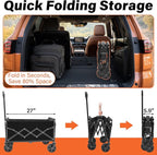 Wagons Carts Foldable - 360Lbs Collapsible Wagon Cart with Wheels Portable - Folding Wagon Lightweight for Camping, Sports, Travel, Picnic, Groceries, Shopping