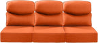 Luxury 22x24/22x25 6-Inch Smile Outdoor Sofa Cushions Set of 3 - Memory Foam Deep Seat Patio Furniture Cushion for Wicker Dining Chair Loveseat 3-Seater L-Shape Sectional Sofa - Orange