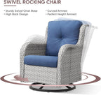 Patio Furniture 4 Piece, All-Weather PE Wicker Outdoor Furniture Set with Coffee Table,Outdoor Patio Furniture with Swivel Rocker Chairs and Outdoor Sofa