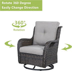 Rilyson 6 Piece Outdoor Patio Furniture Set - Rattan Wicker Patio Conversation Sets with 2 Swivel Rocker Chairs,2 Ottomans,1 Loveseat and 1 Coffee Table for Outside Porch Deck Backyard(Brown/Grey)