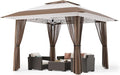 Bealife 13x13 Pop Up Gazebo Tent with Mosquito Netting, Outoor Canopy Tent with 4 Sandbags, 8 Stakes, 4 Ropes, Roller Bag, Pop Up Canopy for Lawn Backyard Garden Deck (Beige, 13x13)