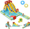 BOUNTECH Inflatable Water Slide, Dual Slides Kids Water Slide Park Bouncy Castle w/950W Blower, 2 Swimming Rings, Large Splash Pool, Backyard Outdoor Blow up Water Slides Inflatables for Big Kids