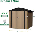 Flamaker 6x8 FT Storage Shed Waterproof Metal Garden Shed with Lockable Door Utility Tool Shed Outdoor Storage for Backyard, Patio and Lawn